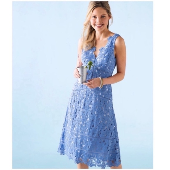 EUC Vineyard Vines 144th Kentucky Derby Lace Dress In Periwinkle, Size 00 - Picture 2 of 16